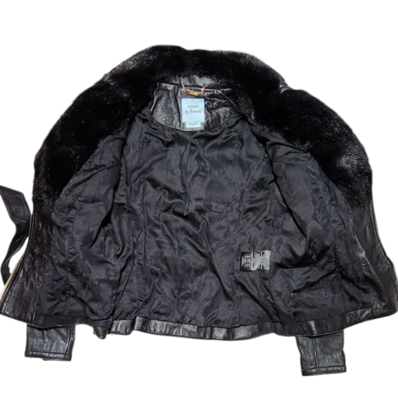 GUESS by Marciano leather vintage faux fur belted coat - Picture 7 of 10